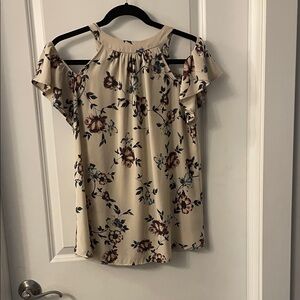 Floral Ruffle Cold Shoulder Top